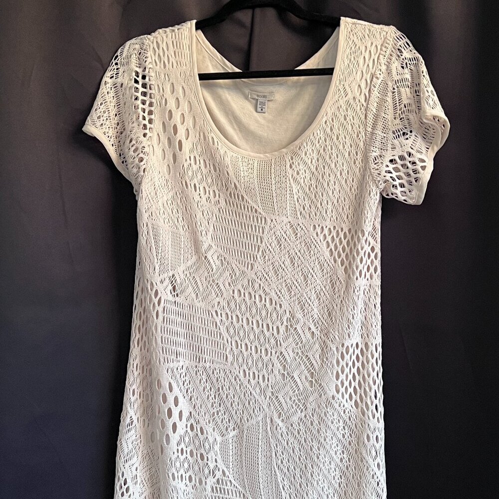 Ecote‎ Urban Outfitters Cream Crochet Lace Mini Dress Short Sleeve Size S Small